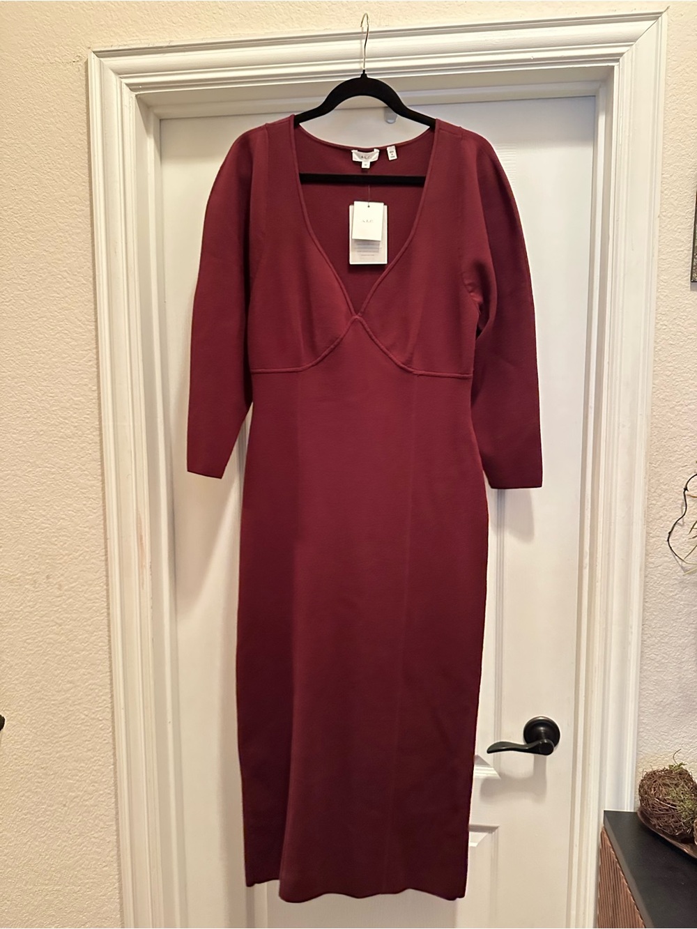 A.L.C. Long Sleeve Burgundy Midi Dress
